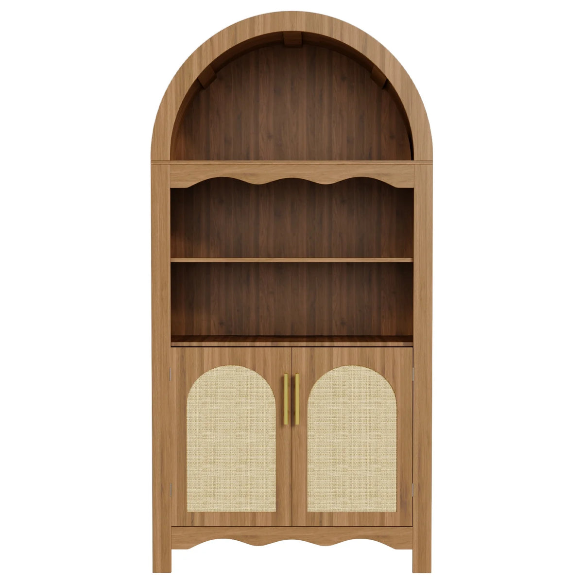LAZZO 73-Inch Tall Arched Kitchen Pantry Storage Cabinet, 2 Doors, Brown