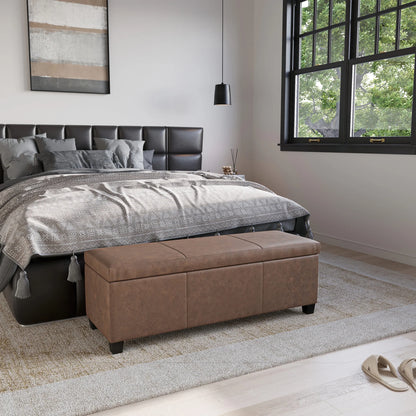 BELLEZE Storage Ottoman Bench Footstool - Amherst (Beige)