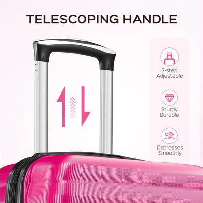 3 Piece Luggage Sets with 6 PC Organize Bags Lightweight Suitcases with Spinner Wheels, Pink