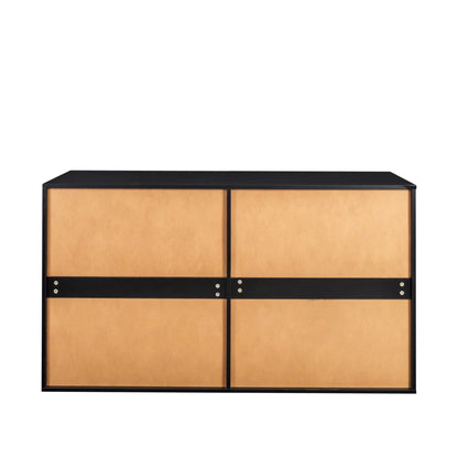 Ktaxon Bedroom Dresser with 6 Drawers, Wooden Double Dresser for Entryway, Wide Storage Cabinet for Living Room, Black