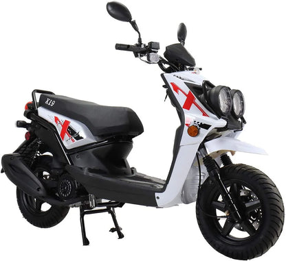 X-Pro Brand New 150cc Gas Moped Motorcycle, 12" Aluminum Wheels Electric/Kick Start Dual Headlights