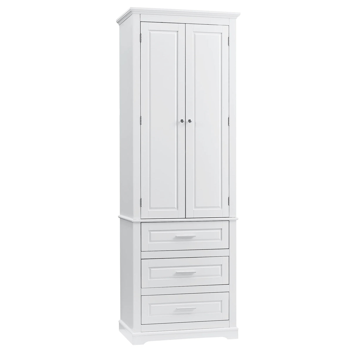 Bellemave White Tall Storage Cabinet with Adjustable Shelf Bathroom Cabinet with 1 Drawer and Storage Rack Large Freestanding Wood Cabinet Storage Organizer Floor Cabinet, White