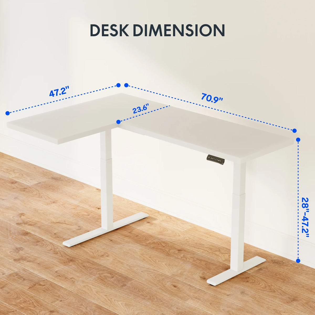 FLEXISPOT  71"x48" L Shaped Height Adjustable Standing Desk Dual Motor Corner Desk White Computer Desk with Splice Board