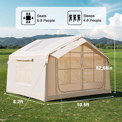 NAIZEA Inflatable Tents for Camping, Blow Up Tent with Hand Pump, Easy Setup Inflatable Hot Tent with Stove Jack, Waterproof Oxford Air Glamping Tents for Camping Adult 4-6 Person