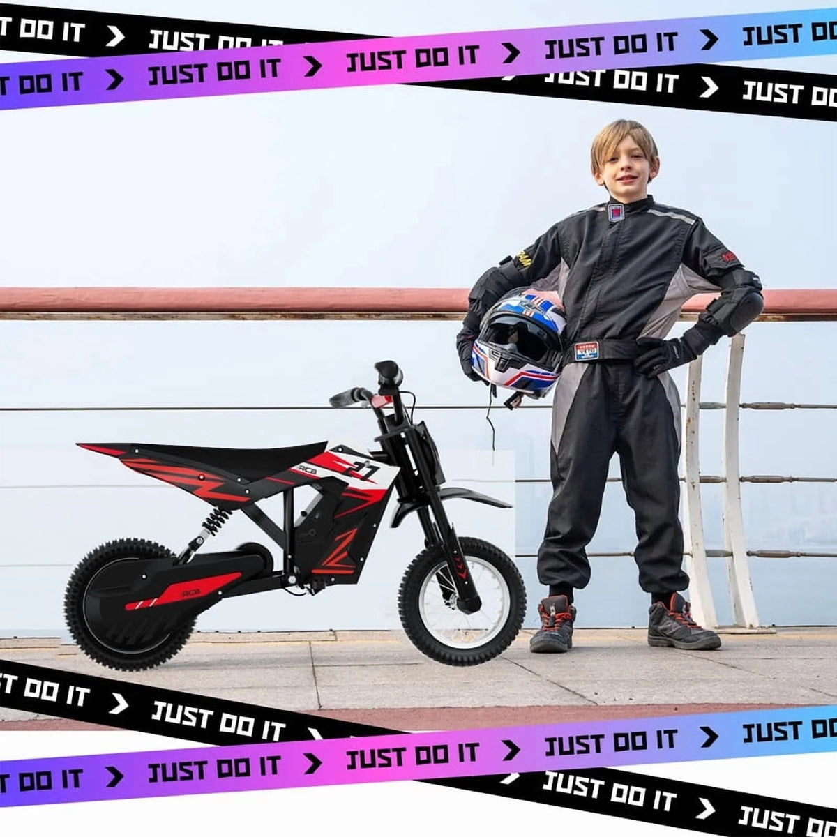 RCB Electric Dirt Bike,36V&300W&10Miles,3 Speed Modes Motocross for Kids Ages 3-12 Red