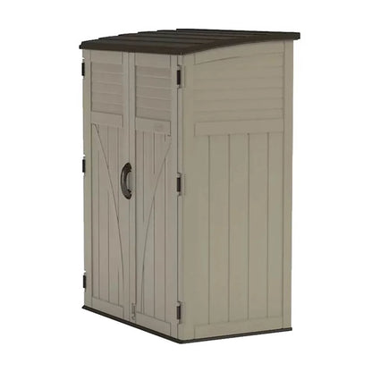 Suncast Large Vertical Shed for Storing Oudoor Tools, & Equipment, Sand