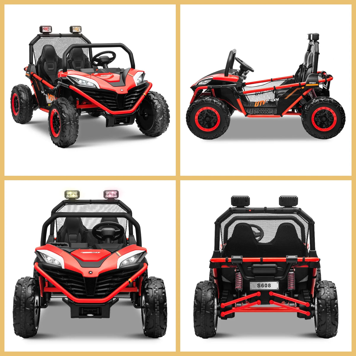 OTTORD 24 V Ride on Car UTV 2 Seater, 2x200W Electric Car Truck with Metal Frame, Brake&Gas Pedal, EVA Tires,3 Speed (Purple Pink)