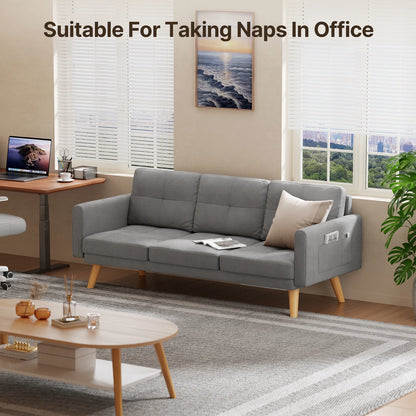 Lofka Sofa Couch with Large Storage Pockets and Soft Seats,Modern Loveseat Sofa for Apartment, Office, Bedroom,Deep Gray