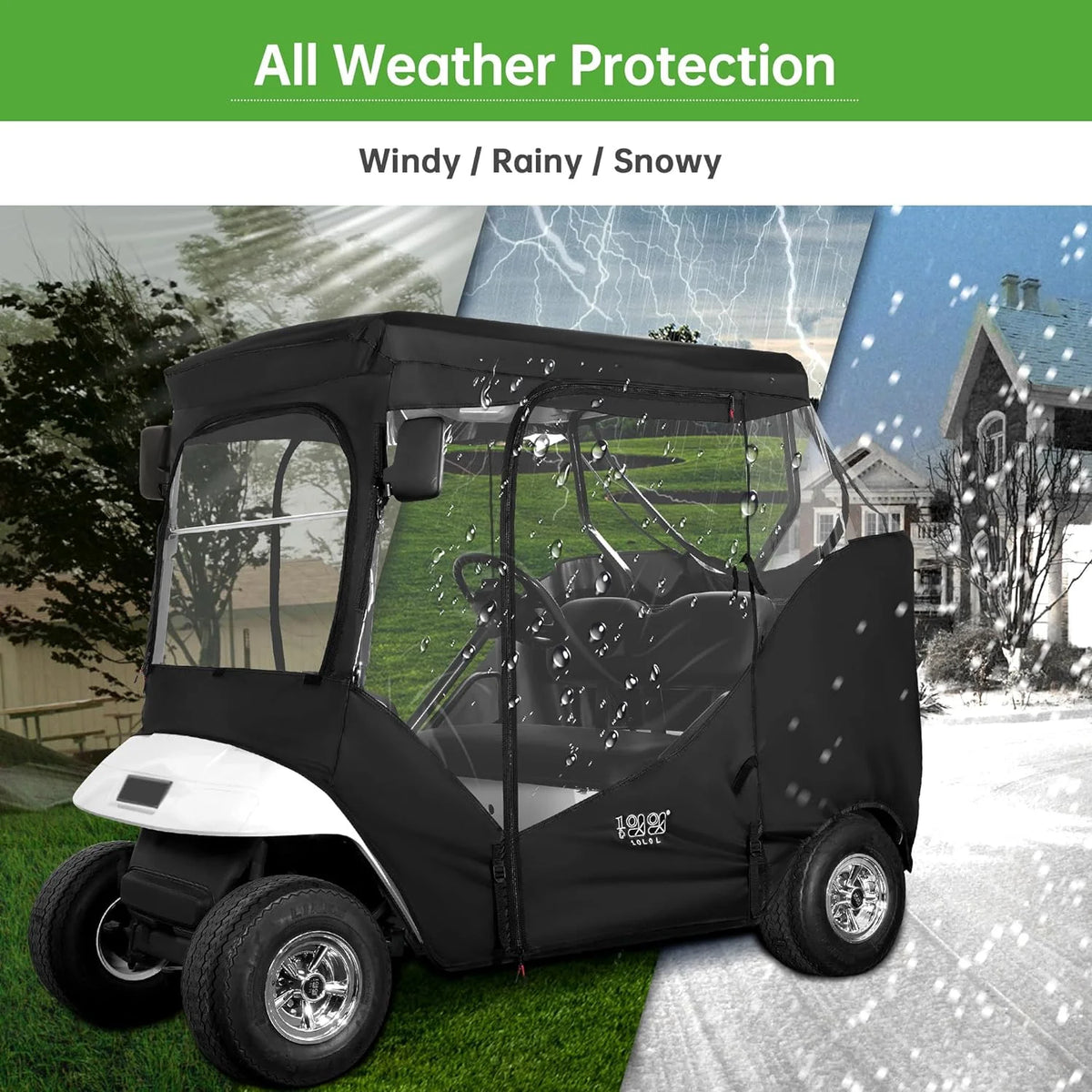 10L0L 2 Passenger Golf Cart Enclosures Fit EZGO TXT RXV, Waterproof Driving Cover Black Golf Cart Accessories