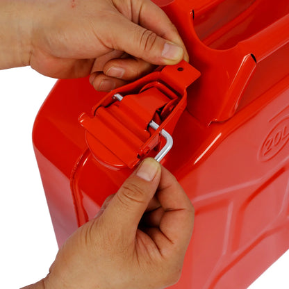 5 Gallon Jerry Fuel Can, 4-Pack Steel Gas Can with Flexible Spout & Leakproof Lock, Portable Fuel Tank for Gasoline, Cars, Trucks, Emergency Kits, Off-Road Equipment - Red