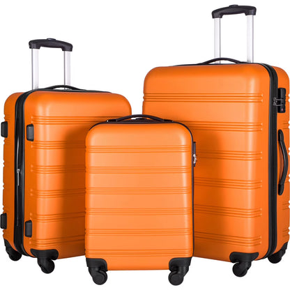 3 Piece ABS Luggage Set, Luggage with Spinner Wheel & TSA  20/24/28 inch, Purple
