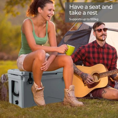 Costway 50 QT Rotomolded Cooler Portable Ice Chest Ice Retention for 5-7 Days Tan