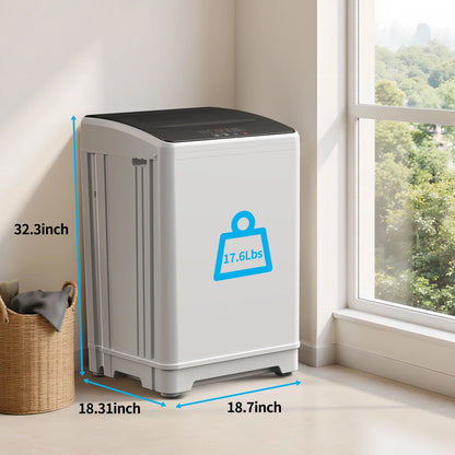 TABU Washer and Dryer Set, 17.6LBS Full Automatic Washing Machine & 8.8LBS Portable Dryer (Gray&White)