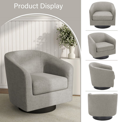 DREAMSIDEA Swivel Barrel Accent Chair for Living Room, Modern Upholstered Round Club Armchair-Cream
