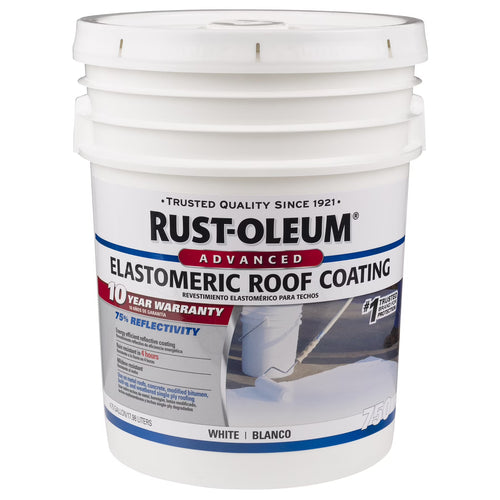 White, Rust-Oleum 750 Elastomeric Roof Coating, 5 Gal