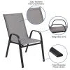 BizChair 5 Pack Black Outdoor Stack Chair with Flex Comfort Material and Metal Frame