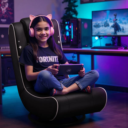 GTPLAYER Swivel Floor Gaming Chairs with Foldable Backrest for Teens,, Red