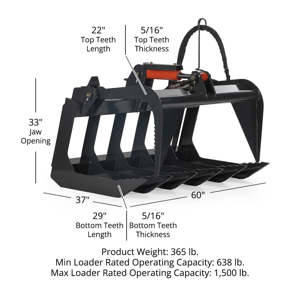 Titan Attachments 48" Grade 50 Economy Series Root Grapple Bucket, SSQA Quick Tach Connection