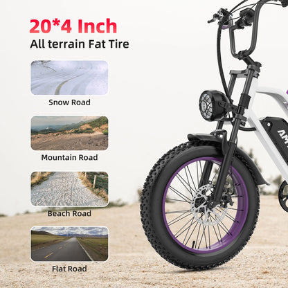 AMYET G60 Peak 1500W Electric Bike, 20" Fat Tire E-Mountain Bikes, 48V 20Ah 32MPH Ebike for Adults Full Suspension UL2849