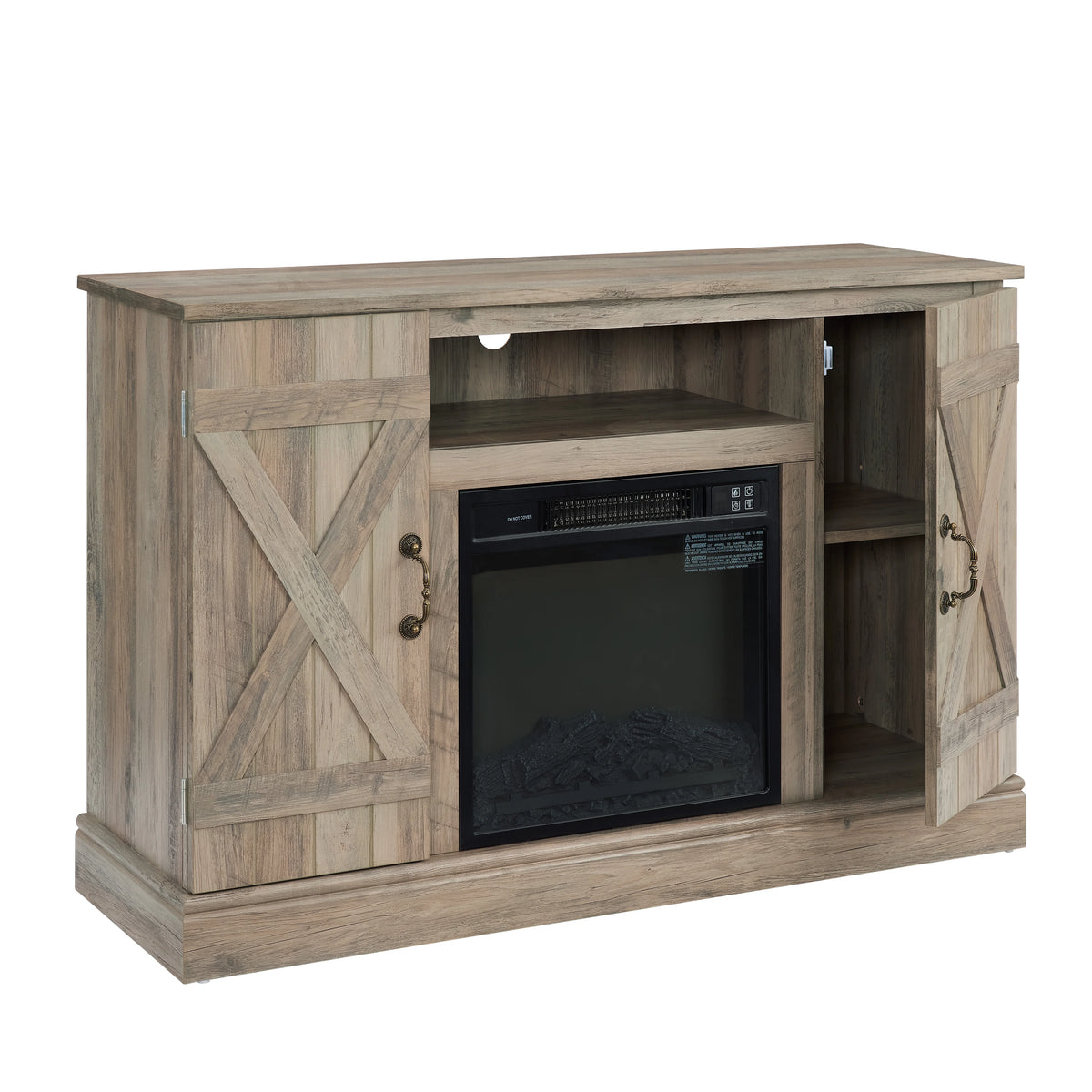 TV Stand with Fireplace, 58" Electric Fireplace Heater TV Stand for 65" TVs, Wood Fake Fireplace Heater, Dark Walnut Electric Fireplace Entertainment Center
