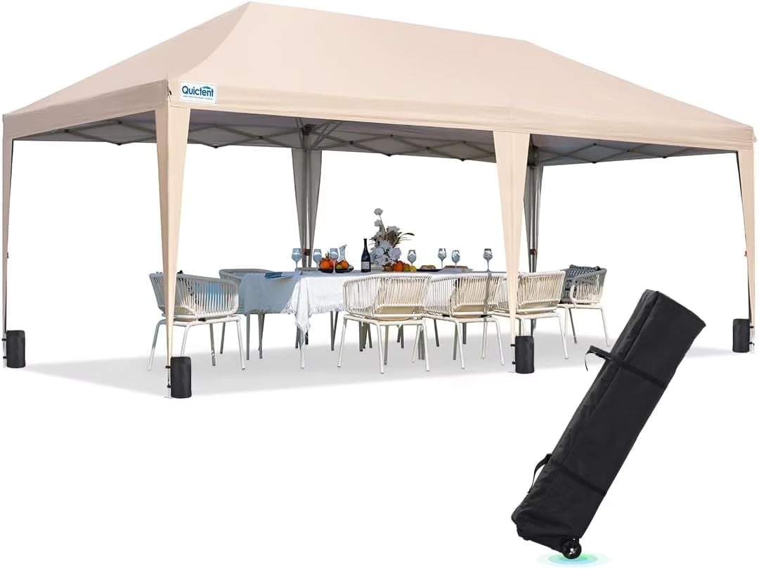 Quictent 10x20ft Easy Pop up Canopy Tent Instant Outdoor Canopy Shelter Folding Party Tent, White