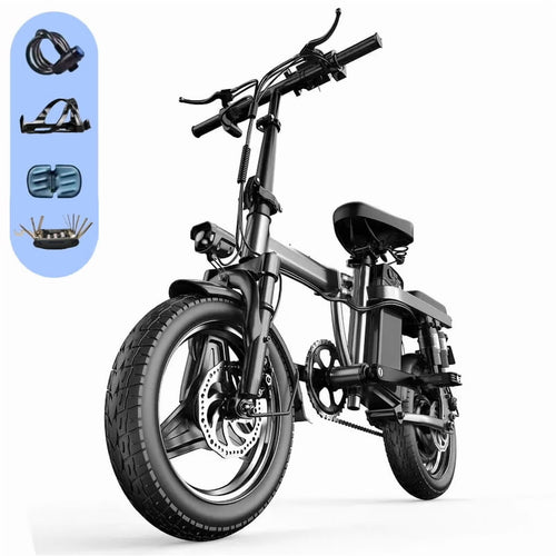 Folding Electric Bike for Adults,500W 20MPH 32Miles,48V 15AH Removable Battery,Small City Commuting E-bike with Full Suspension, LCD Display