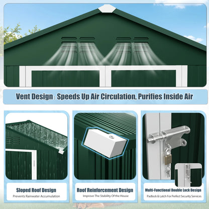 6' x 4' Outdoor Storage Shed, Metal Garden Shed with Lockable Doors, Tools Storage Shed for Backyard, Patio, White