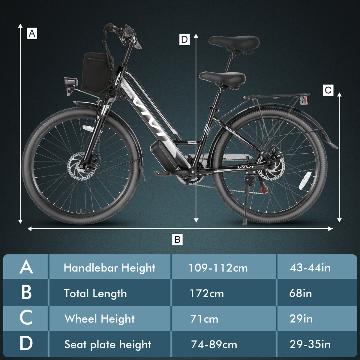 Vivi Electric Bike 26" City Commuter Electric Bike 48V 500W Step-Through Electric Bike 19.8MPH Electric Cruiser Bike Beach Bike with Cruise Control, UL2849 Certified