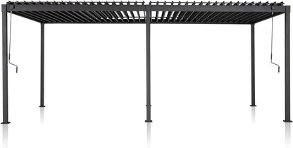 Mirador 10'x 10' Outdoor Pergola, 80S Steel Frame w/ Adjustable Louvers Roof for Garden, Patio, Backyard, Dark Gray