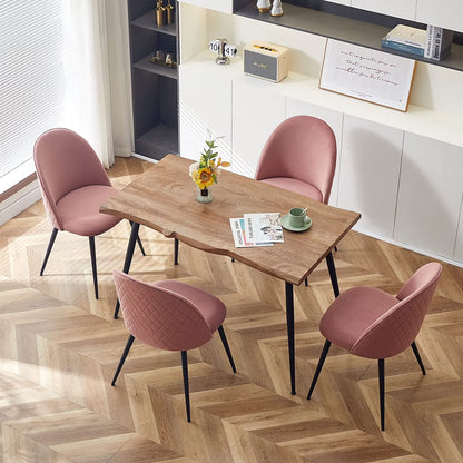 NORDICANA Dining Table Set for 4,Stylish Table with Strong Metal Legs & Modern Dining Chair Armlss Beautiful Home Chair Indoor Velvet Accent Chair with High Back Design,Perfect for Dining Room