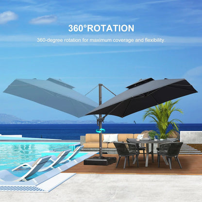 PURPLE LEAF Outdoor Cantilever Umbrella 10' X 13' Rectangle Umbrella Large Patio Umbrella Windproof Heavy Duty Hanging Offset Umbrella for Garden Outdoor Pool, Dark Grey