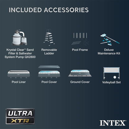 Open Box Intex 32 Ft x 16 Ft x 52 Inch Ultra XTR Rectangular Pool Set w/ Pump