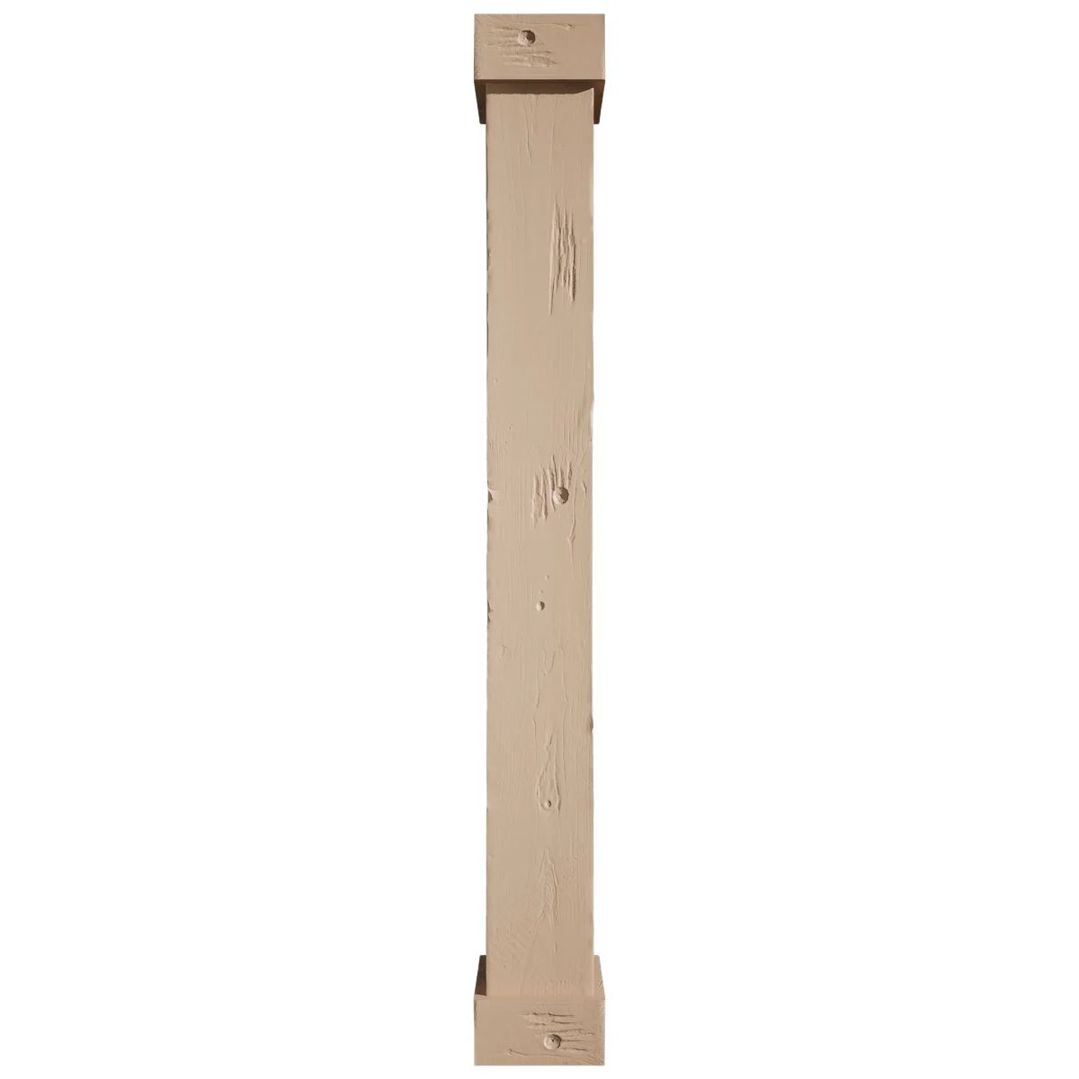 Ekena Millwork 18"W x 5'H Hand Hewn Endurathane Faux Wood Non-Tapered Square Column Wrap with Standard Capital & Base