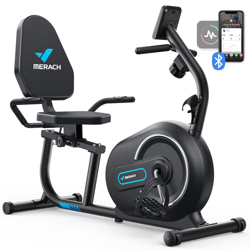 MERACH Recumbent Exercise Bikes for Home Sit Down Stationary Bicycle Magnetic 8 Levels Resistance Indoor Cycling Bike with Free APP