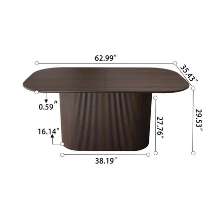 63" Oval Dining Table Set for 6, Wooden Dining Roon Table and 6 PU Swivel Armchairs, Modern Dining Set with High Backrest and Waterproof Tabletop for Living Room,  Beige+Brown