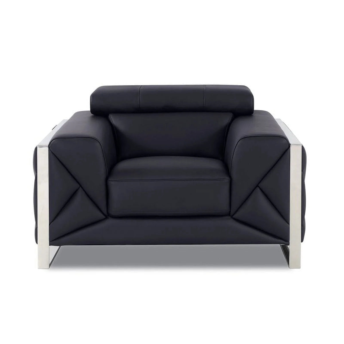 Titan Furnishings 18.5" Modern Genuine Italian Leather Chair in Black