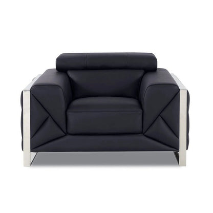 Titan Furnishings 18.5" Modern Genuine Italian Leather Chair in Black