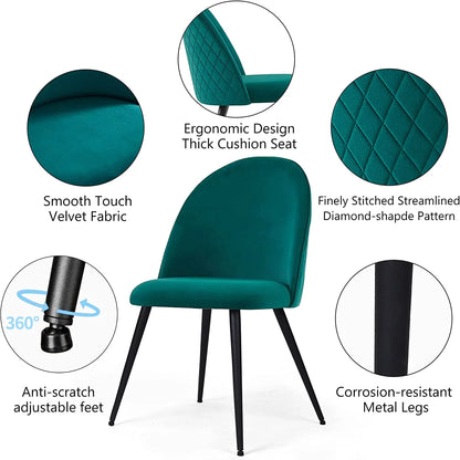 NORDICANA Dining Table Set for 4,Stylish Table with Strong Metal Legs & Modern Dining Chair Armlss Beautiful Home Chair Indoor Velvet Accent Chair with High Back Design,Perfect for Dining Room