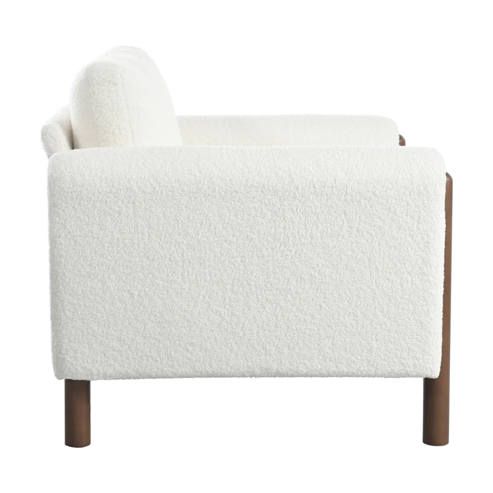 Oversized Accent Chair, Upholstered Living Room Chairs Single Sofa Chair with Walnut Legs, Curved handrail, Green