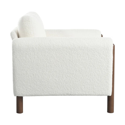 Oversized Accent Chair, Upholstered Living Room Chairs Single Sofa Chair with Walnut Legs, Curved handrail, Green