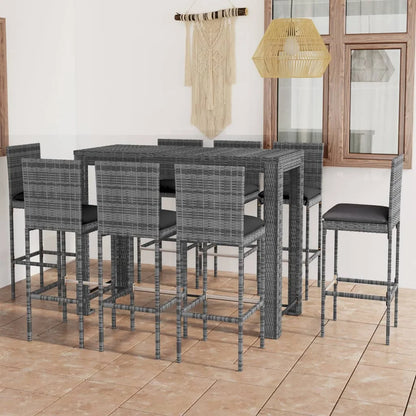 vidaXL Patio Bar Set Outdoor Bistro Set Bar Stool Bistro Table Poly Rattan