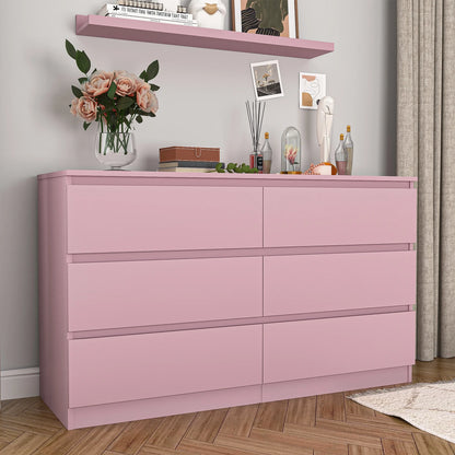 Kadyn White Chest of Drawer, 6 Double Drawer Dresser for Bedroom, Modern Storage Cabinet for Living Room, Dresser