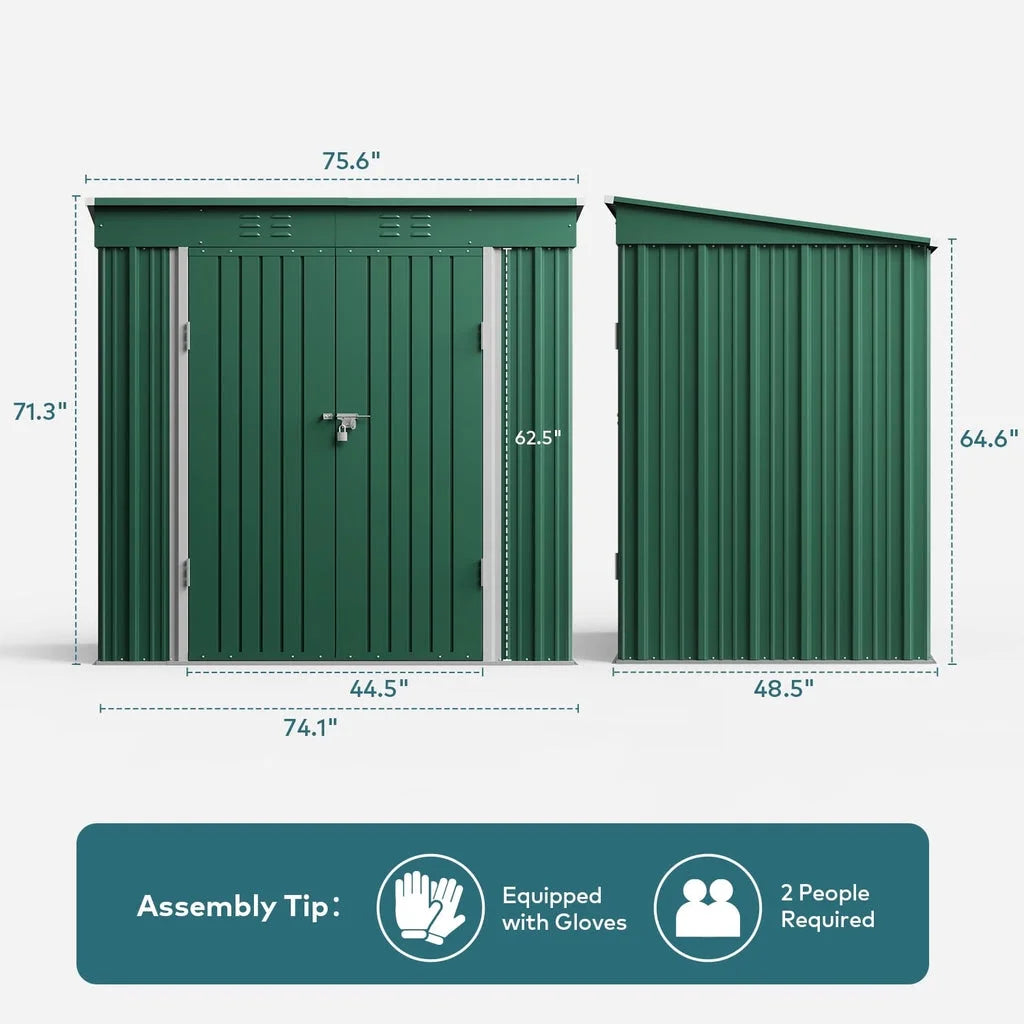8x6 ft Outdoor Storage Shed on Sale, Sheds & Outdoor Storage with Lockable Doors, Metal Garden Shed by Durable Galvanized Steel for Patio, Lawn - Dark Gray