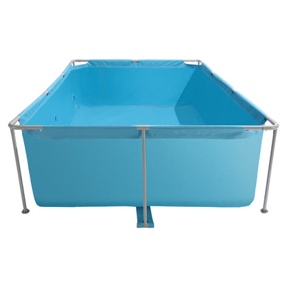 KFFKFF Rectangular Steel Frame Swimming Pool, 118 x 78 x 30 in, Durable Outdoor Family Pool for Backyard, Easy Assembly with Rust-Resistant Design, 1046 Gallon Capacity, Blue