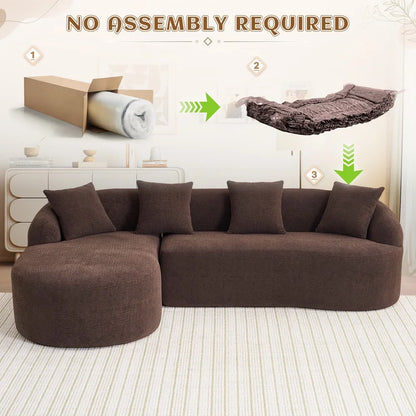 Timbernest 99" Modular Sectional Sofa with Pillows, Chenille L Shaped 3-Seater Couch with Deep Seat, White