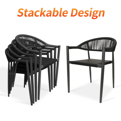 Vmopu New Set of 4 Gray Outdoor  Stackable Dining Chair, PE Rattan for Bistro Restaurant Garden