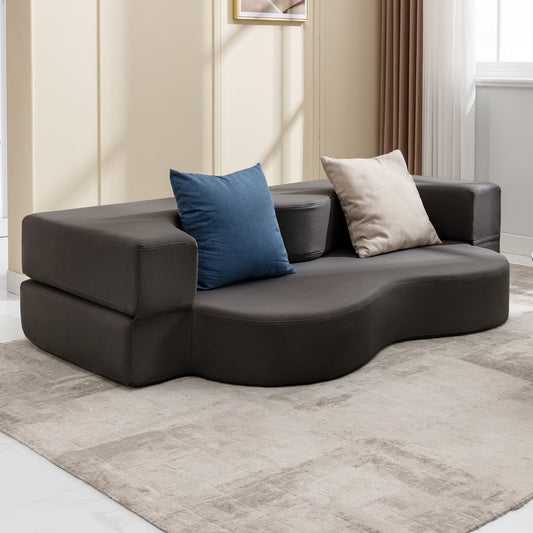 ZAFLY Full Size Convertible Futon Sofa Bed, Floor Sofa Bed Foldable, Foam Folding Mattress Sleeper, Cloth Fabrics Floor Couch Lounge Sleeper Bed for Living Room/Bedroom, Dark Grey