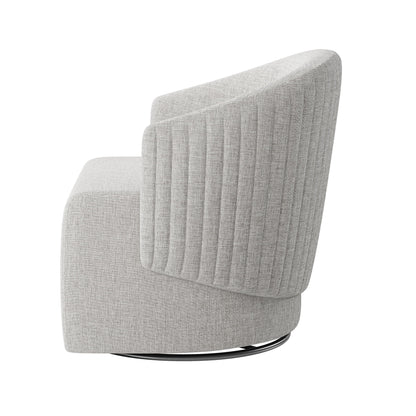 BELLEZE Swivel Accent Chair, Modern Upholstered Swivel Armchair 360 Degree Barrel Chair Comfy Corner Chair for Living Room Bedroom [Set of 2] - Malta (Light Grey)