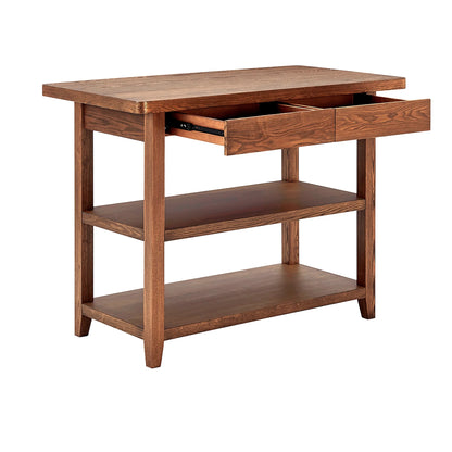 Better Homes & Gardens Reading Wood Kitchen Island with 2 Shelves and Drawers, Walnut Color