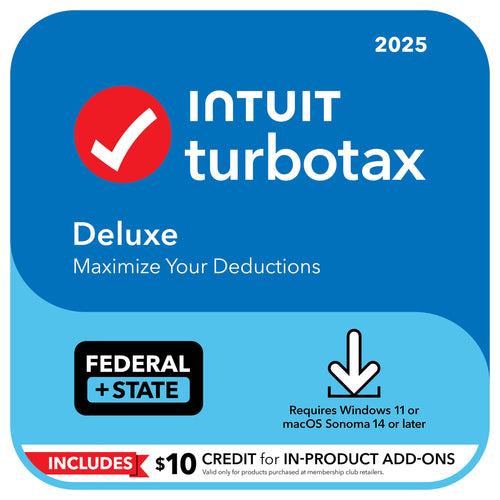 TurboTax Deluxe 2025 Federal E-File + State Download for Win11/Mac14, + $10 Credit In-Product